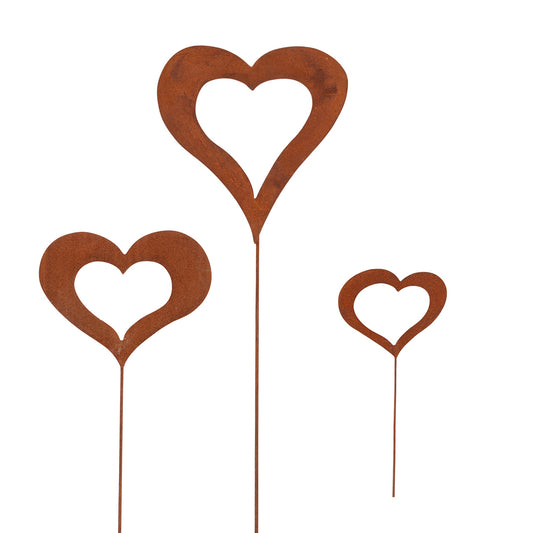 Herzstecker Rostig 3er Set