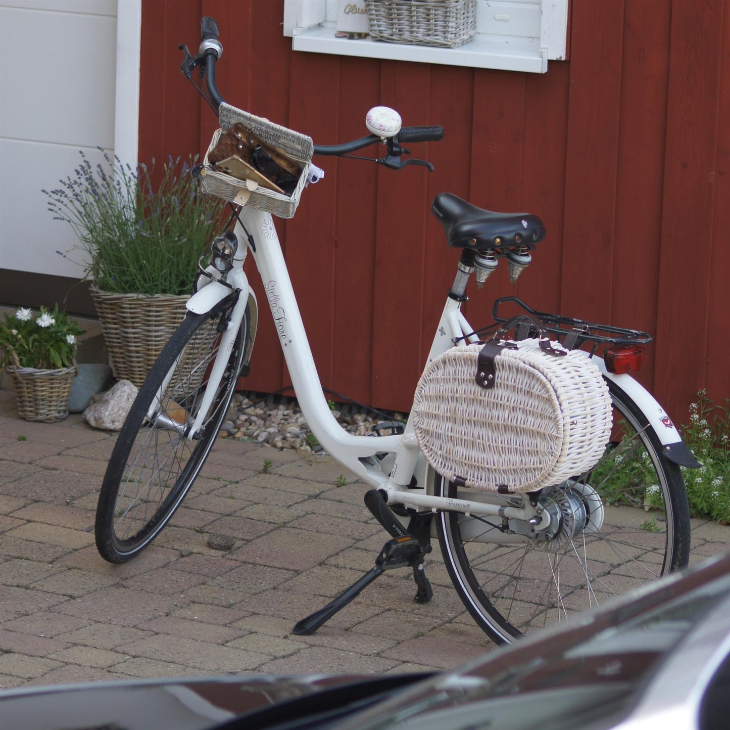 Fahrradkorb / Picknickkorb aus Weide oval für 2 Personen