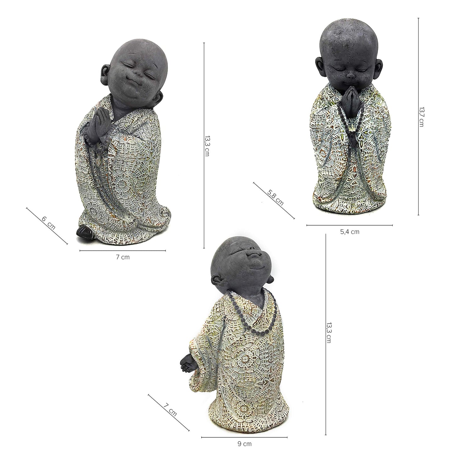 Dekofiguren Polyresin "Kleine Mönche" 3er-Set