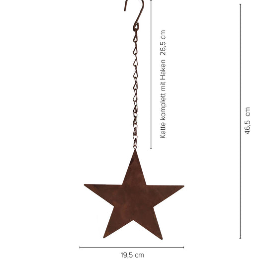 Deko Stern Rost z Aufhängen m Kette