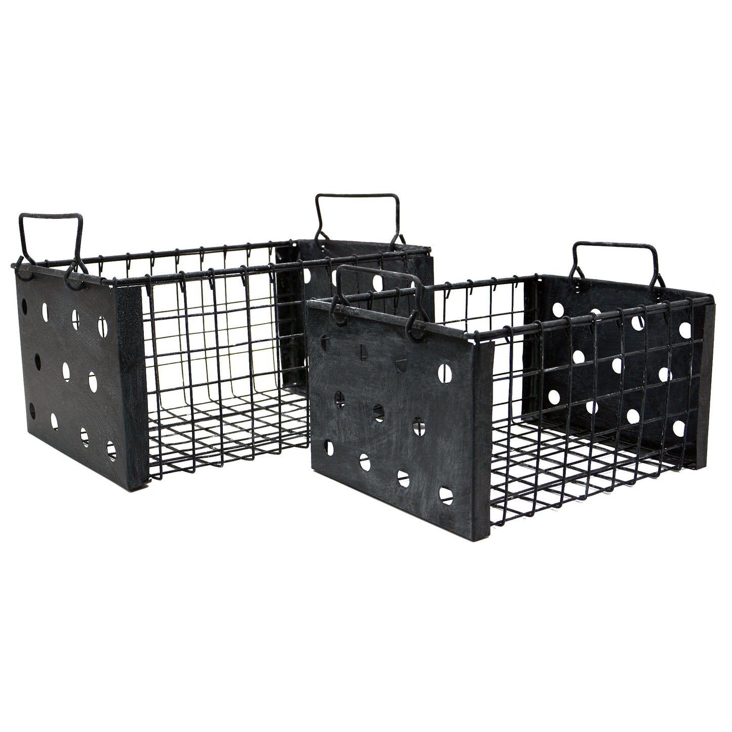 Drahtkorb mit zwei Griffen 2er Set anthrazit