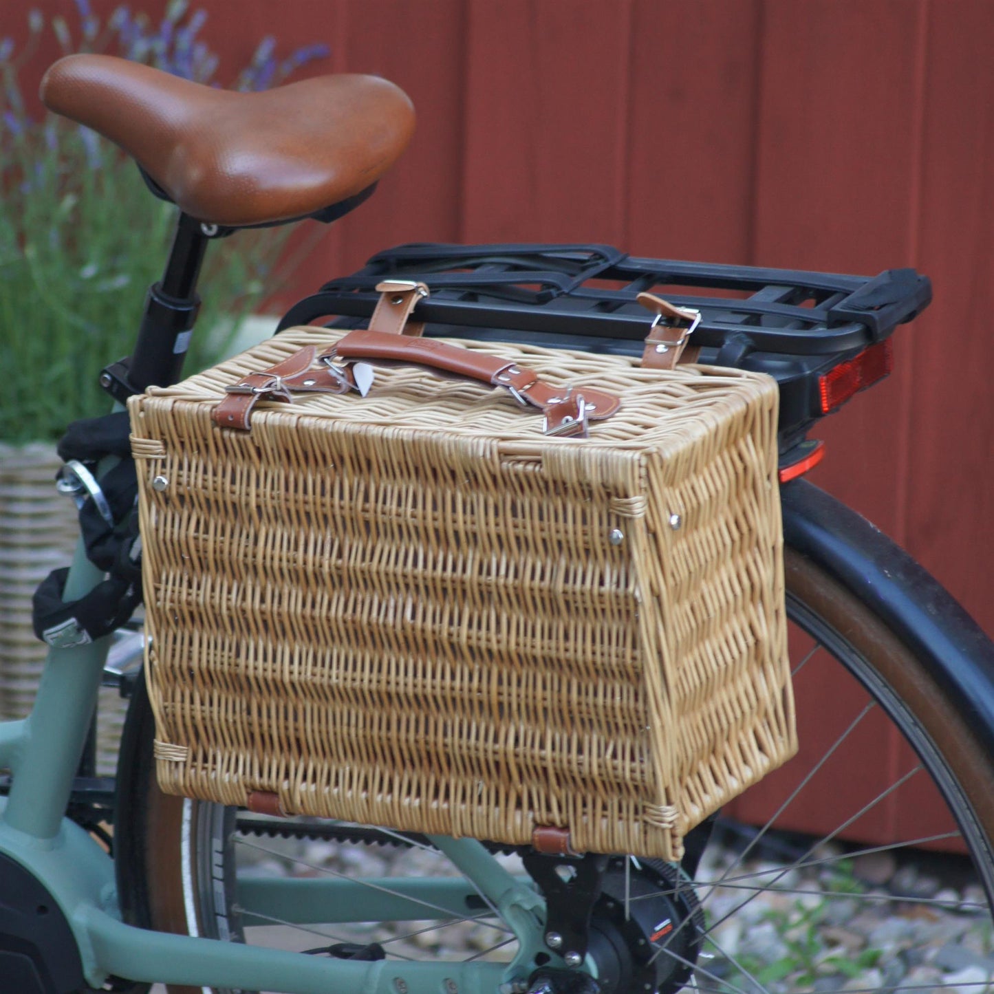 Fahrradkorb / Picknickkorb aus Weide eckig für 2 Personen