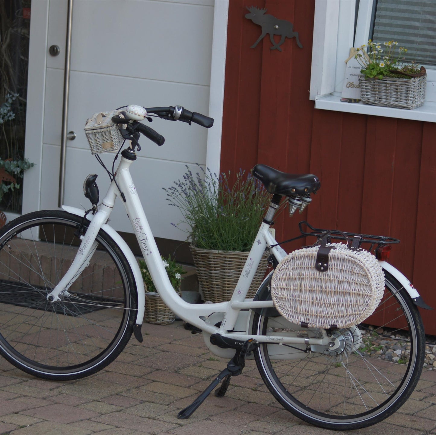 Fahrradkorb / Picknickkorb aus Weide oval für 2 Personen
