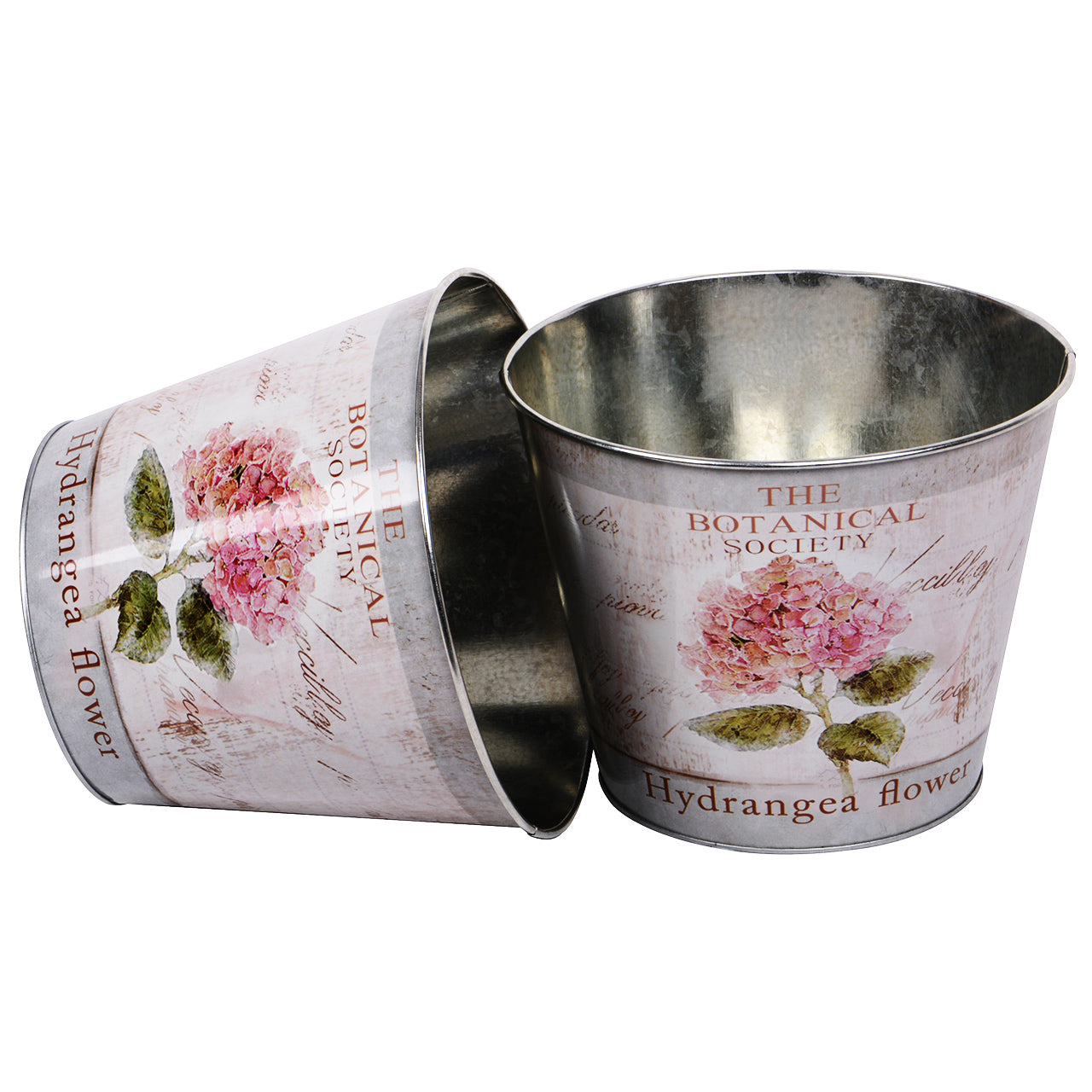 Topf Zink rund Hortensie 2er Set