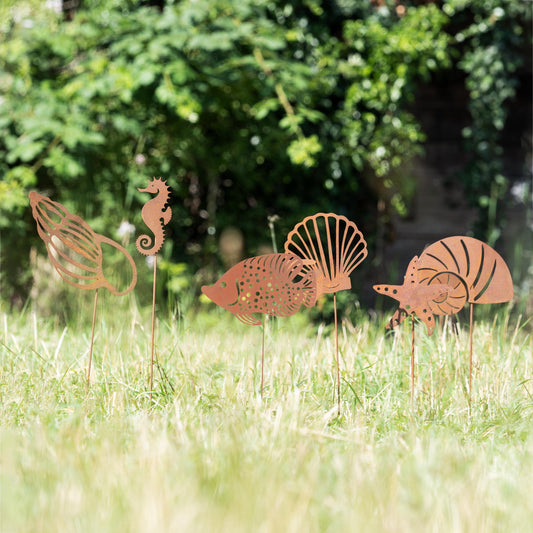 Roststecker 6er Set Muscheln Fische Seestern