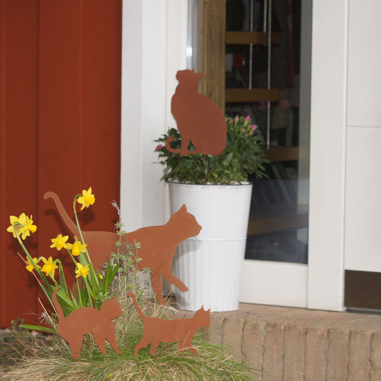 Gartenstecker Rost Katzen 4er Set