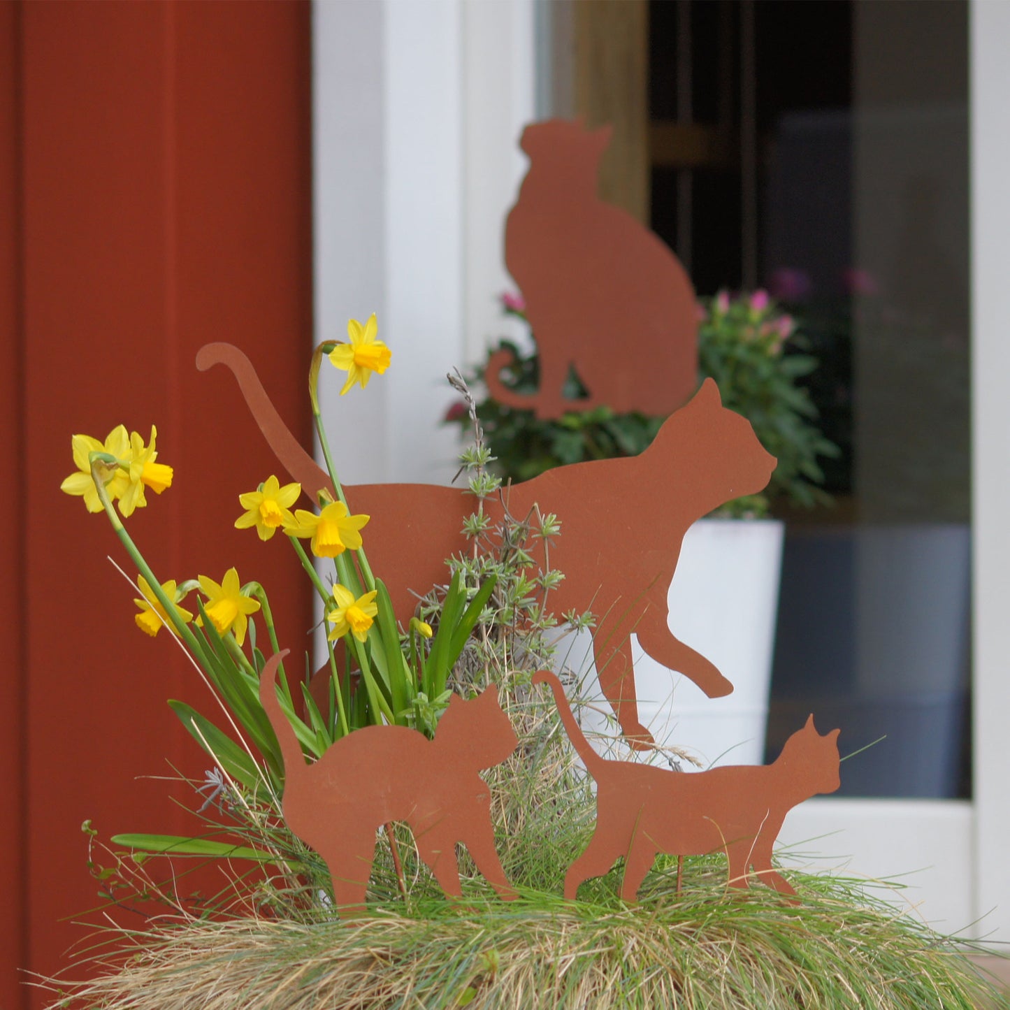Gartenstecker Rost Katzen 4er Set