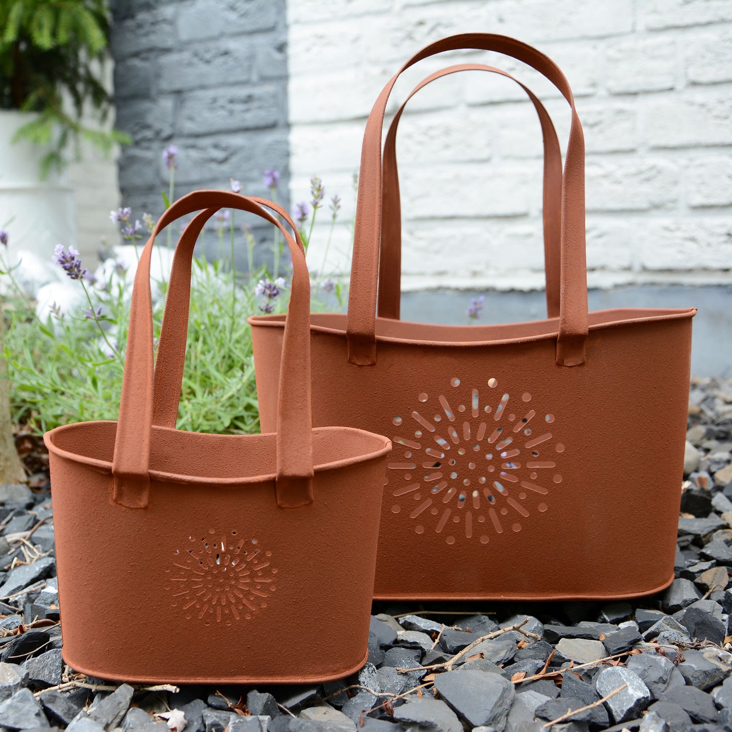 Blumentöpfe Handtaschen Rostoptik 2er Set