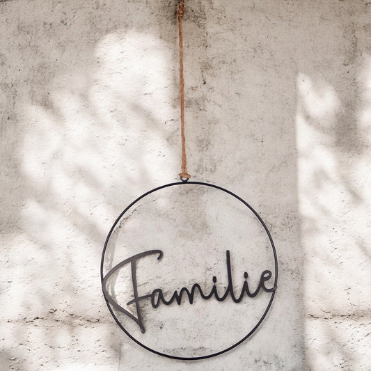 Metall-Aufhänger mit Schriftzug Familie 25cm