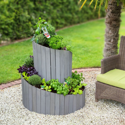 Kräuterspirale Holz Grau