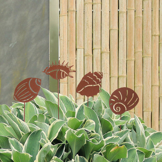 Gartenstecker Rost Muscheln 4er Set