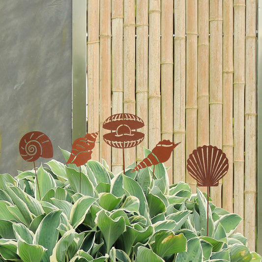 Gartenstecker Rost Muscheln 5er Set