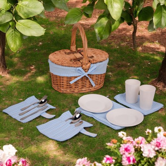 Picknickkorb Kinder Oval mit Ausstattung für 2 Personen