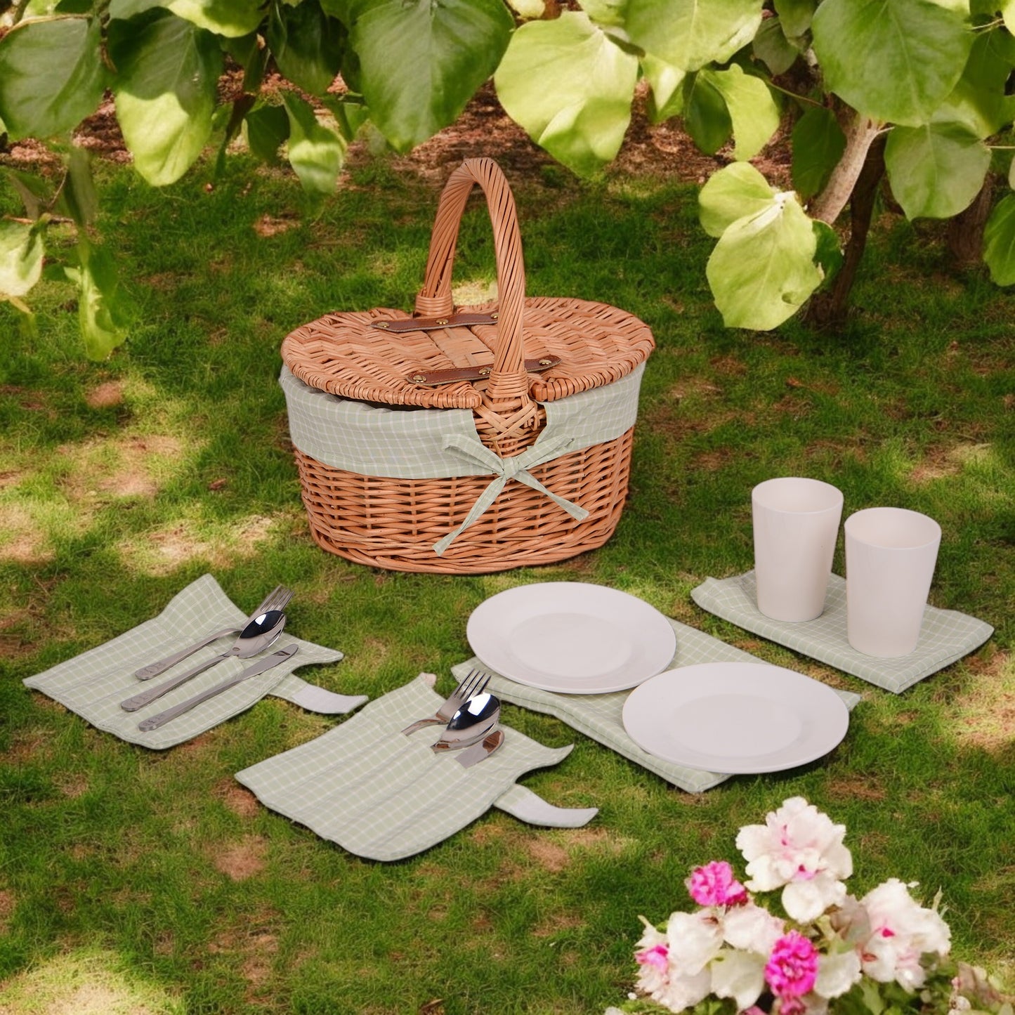 Picknickkorb Kinder Oval mit Ausstattung für 2 Personen