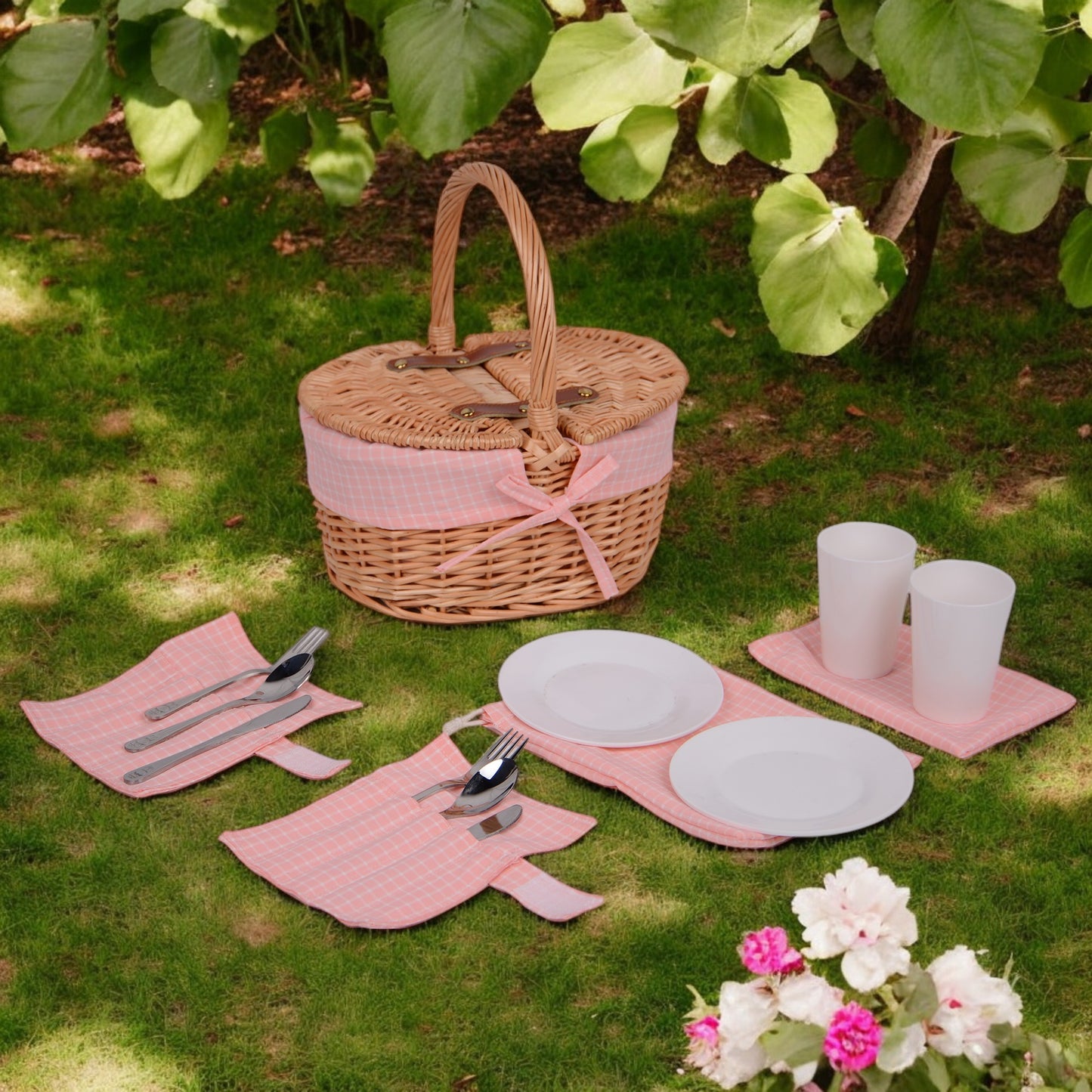Picknickkorb Kinder Oval mit Ausstattung für 2 Personen