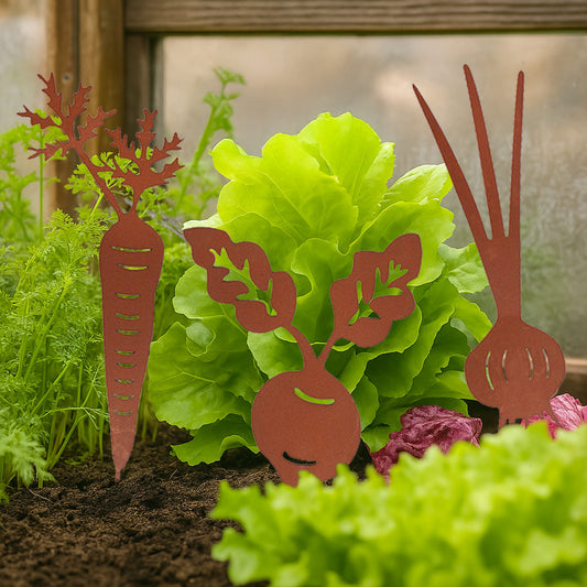 Gartenstecker Wurzelgemüse - 3er Set Rostoptik