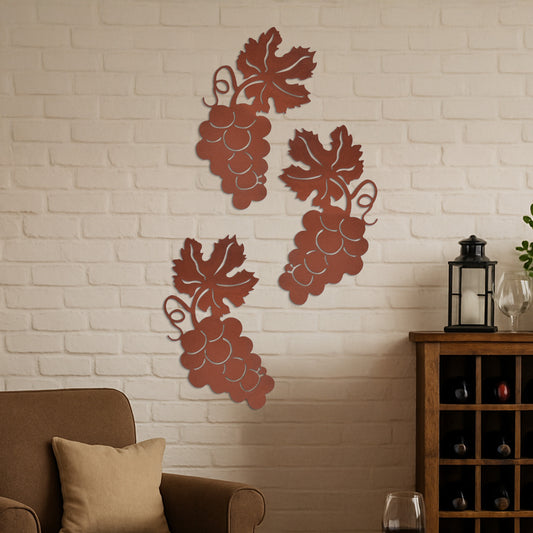 Weinreben Dekoration aus Metall - 3er Set Rostoptik oder Schwarz