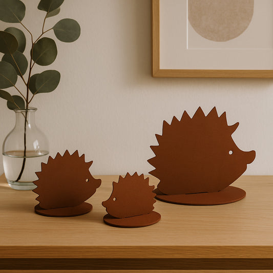 Aufsteller Igel in Schwarz oder Rost als 3er Set