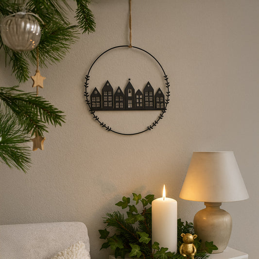 Aufhänger Stadt in schwarz 25cm