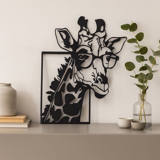 Wandbild Metall Giraffe schwarz 30x40 cm