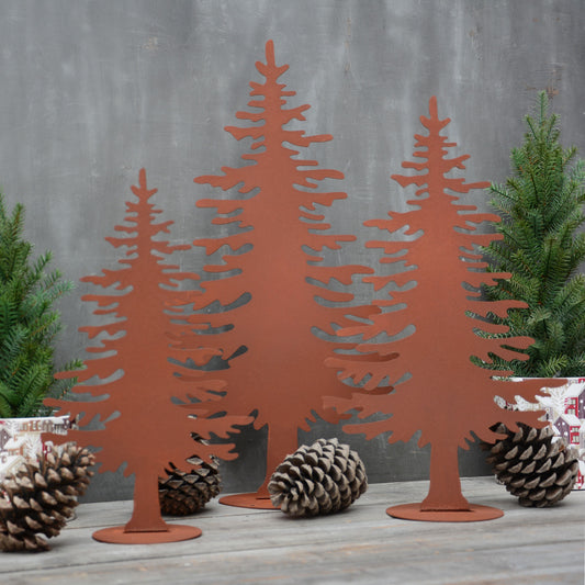 Tannenbaum-Aufsteller im Rostdesign klein