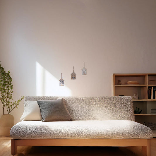 Holzaufhänger 3er-Set – Deko-Häuser mit Jutekordel