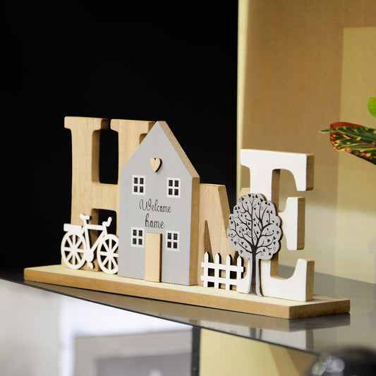 Holzaufsteller "HOME" Schriftzug