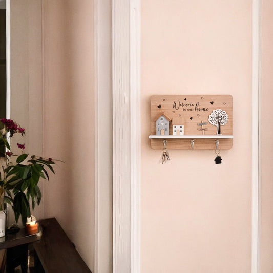 Schlüsselhalter "Welcome to our Home" aus Holz