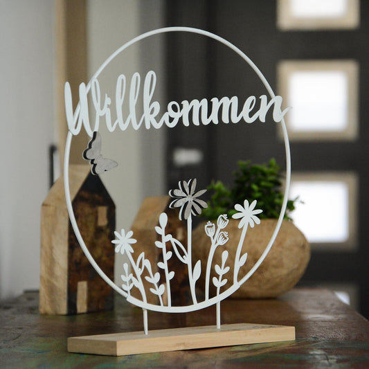 Aufsteller Willkommensschild, in Schwarz oder Weiß