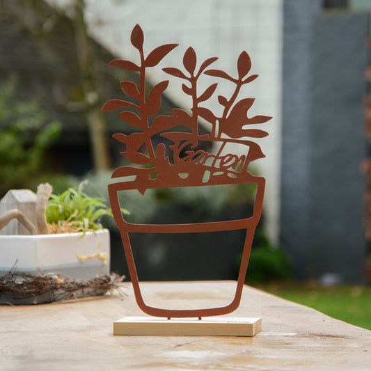 Deko-Aufsteller Pflanztopf in Rostoptik