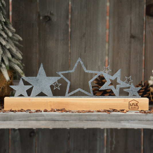 Aufsteller Metall-Silhouette Sterne Schneeoptik