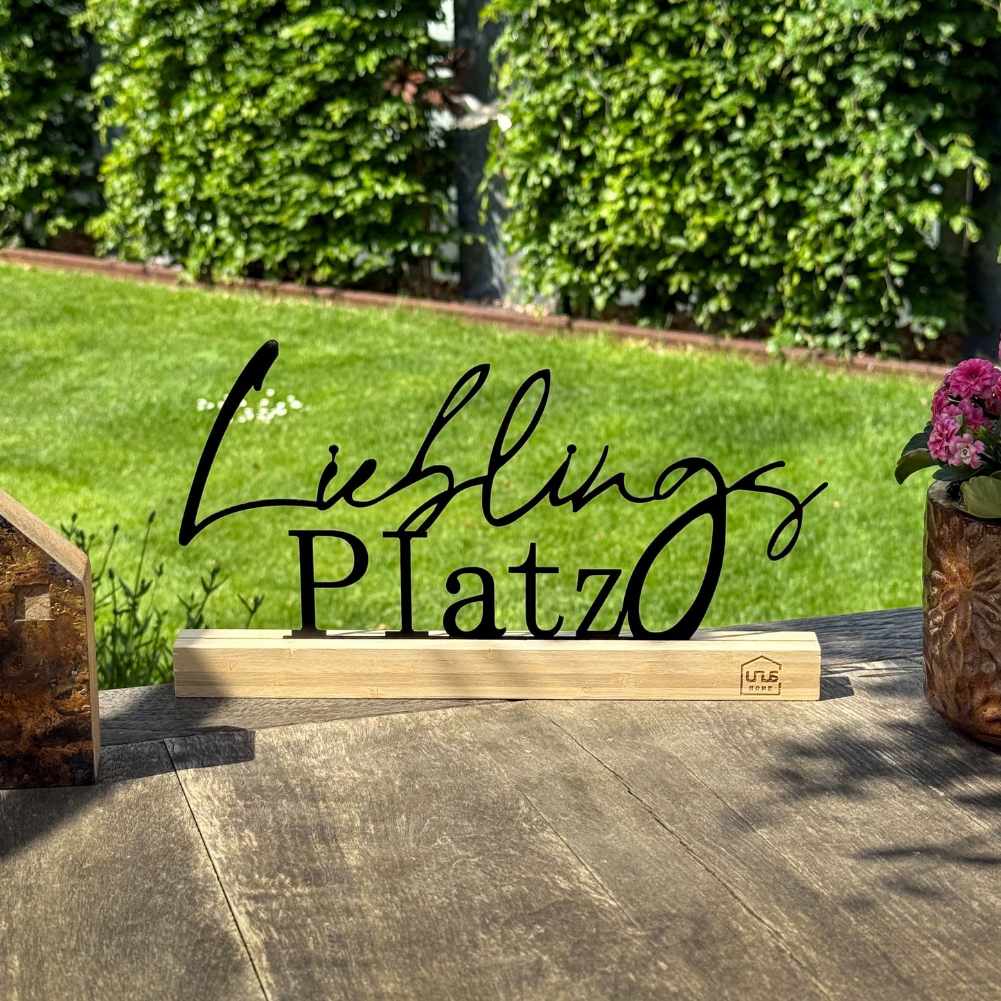 Aufsteller Schriftzug Lieblings Platz schwarz