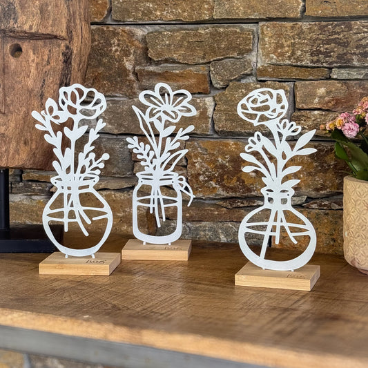 Aufsteller Vase Blumen weiß oder schwarz 3er Set