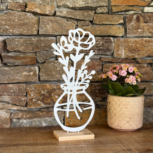 Aufsteller Vase mit Cosmea Blume in weiß oder schwarz