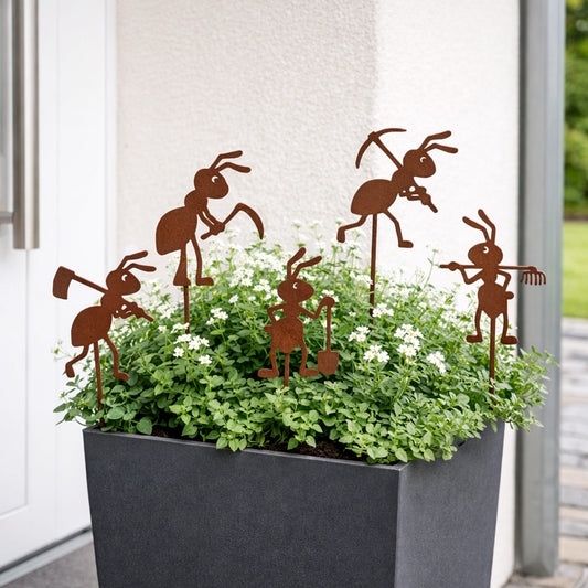 Gartenstecker Rost Ameisen Arbeiter 5er Set