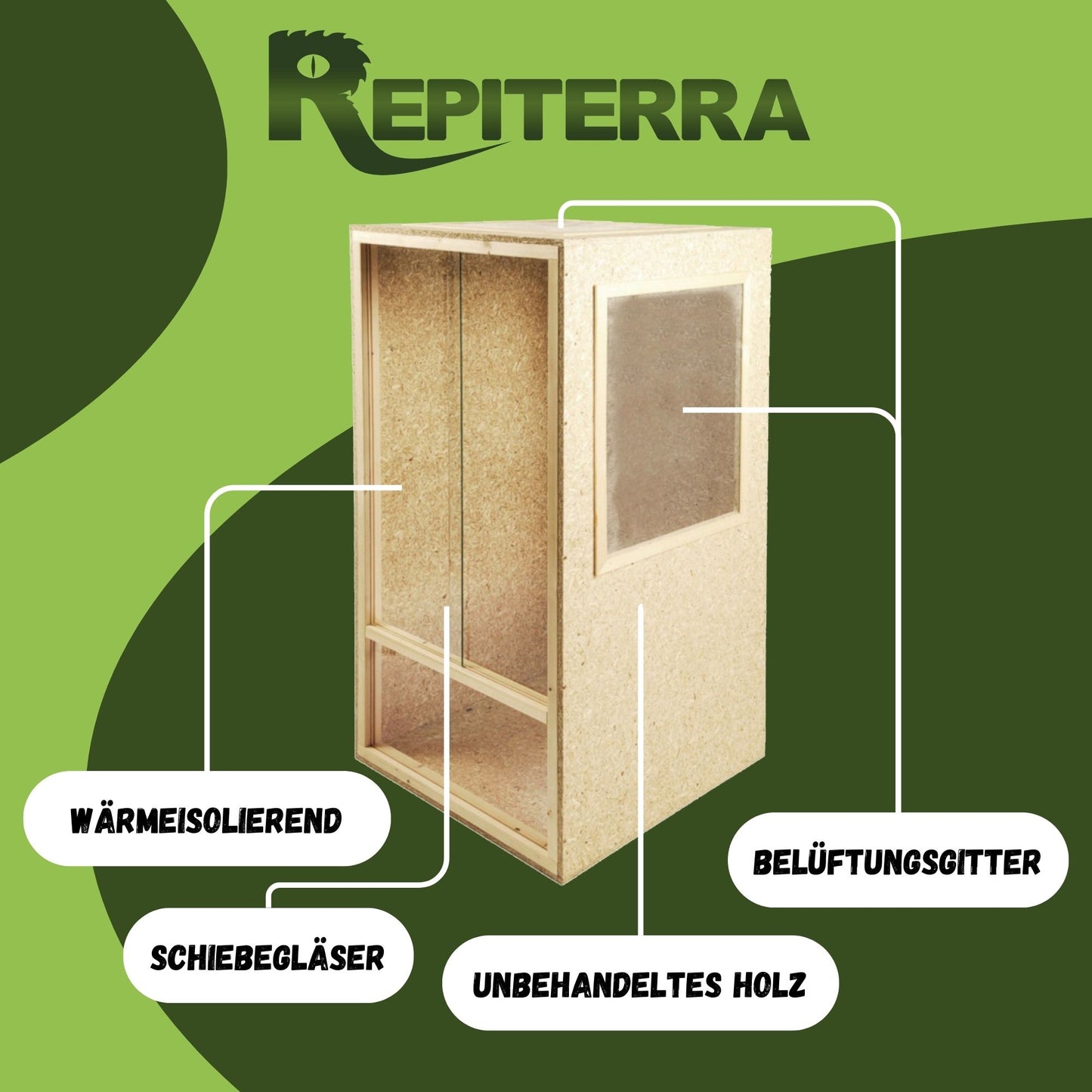 Repiterra Holz Hochterrarium für Chamäleon 60x120x60 cm