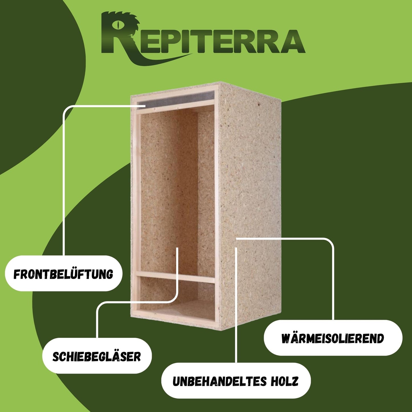 Repiterra Holz Hochterrarium Frontbelüftung 60x120x60 cm