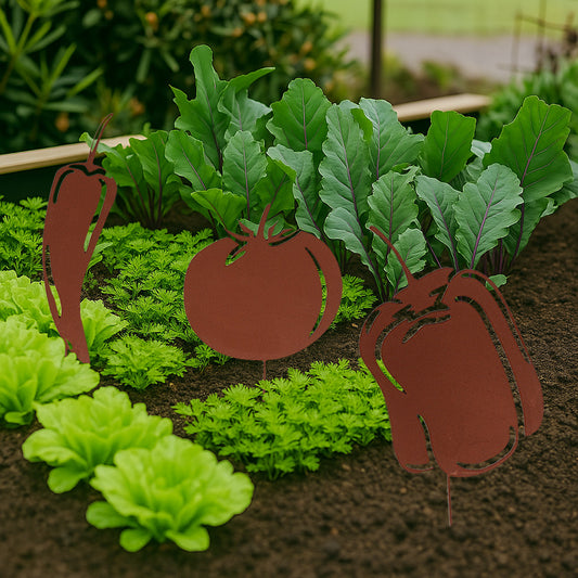 Gartenstecker Mediterranes Gemüse - 3er Set - Rostoptik
