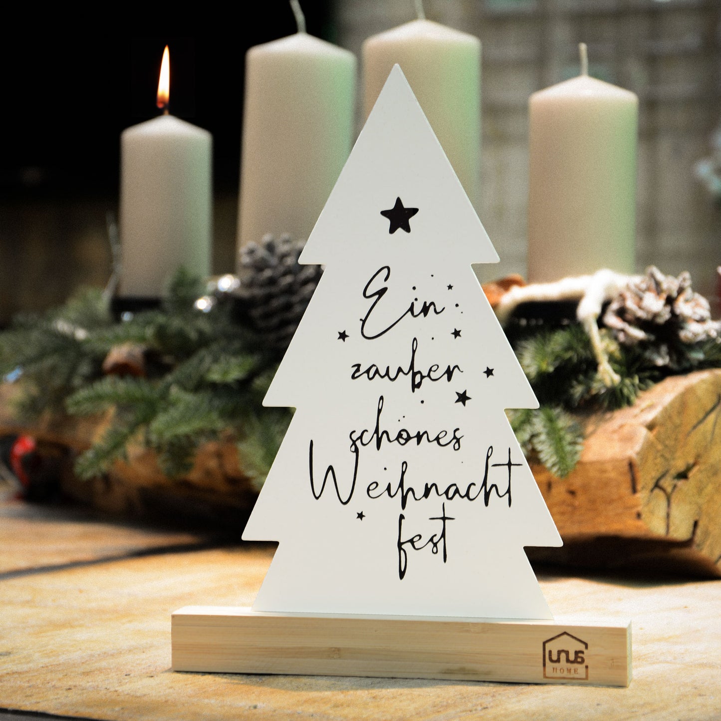 Aufsteller SilhouetteTannenbaum mit festlichem Spruch