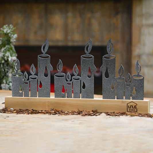 Aufsteller Metall-Silhouette Kerzen Schneeoptik