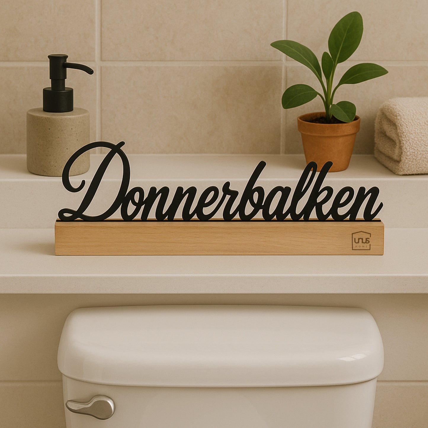 Aufsteller Schriftzug Donnerbalken schwarz