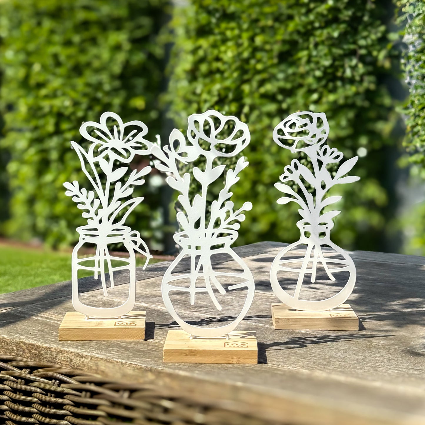 Aufsteller Vase Blumen weiß oder schwarz 3er Set