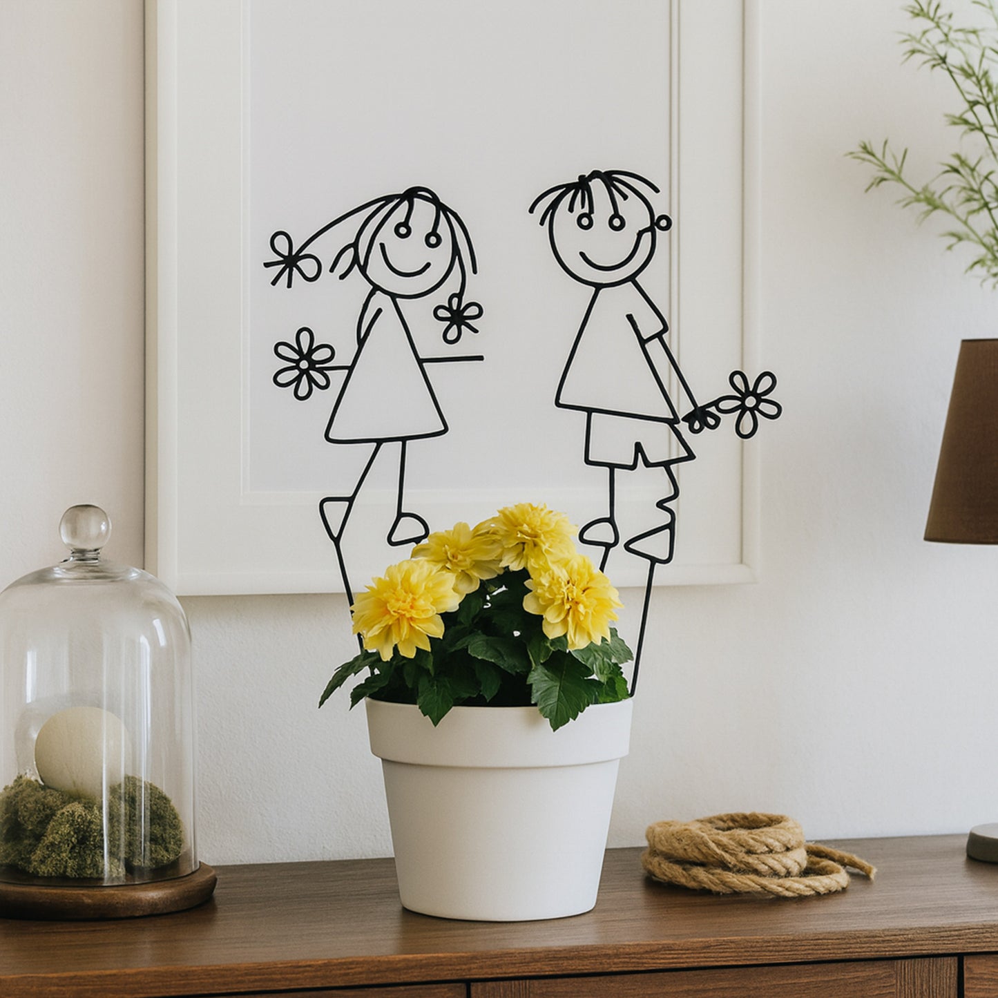 Metallkunst Gartenstecker Pärchen Blume 2er Set schwarz