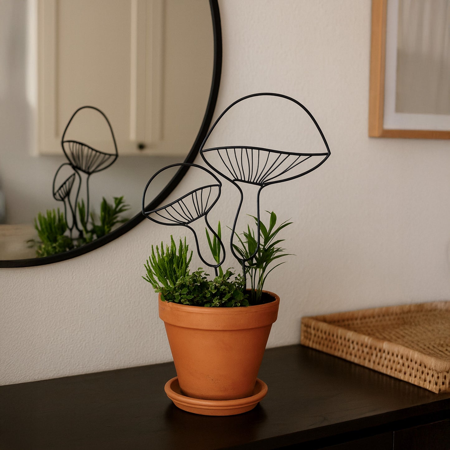 Metallkunst Gartenstecker Pilze als 2er Set in schwarz