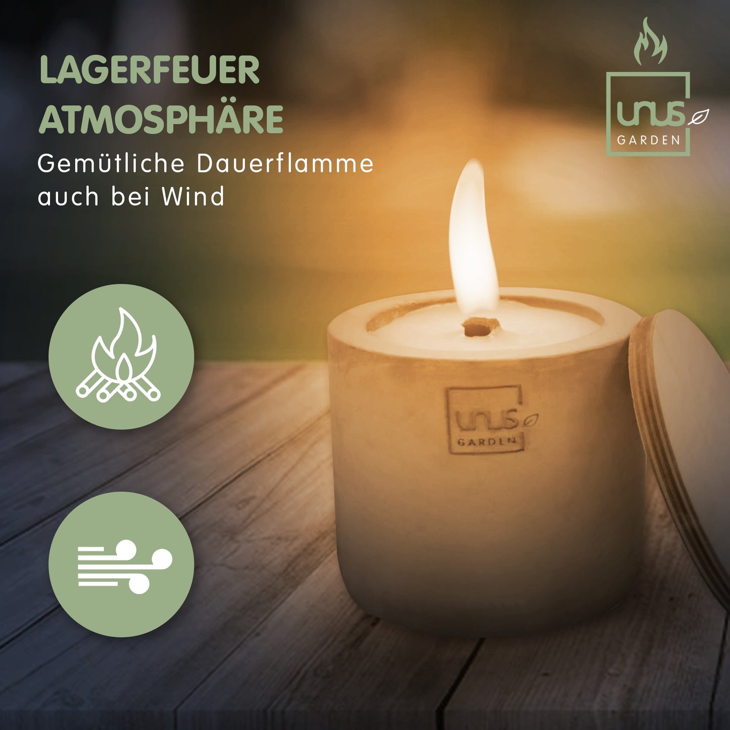 Outdoor-Kerze handgemacht Tischfeuer mit Dauerdocht