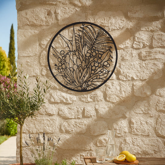 Aufhänger Metall Pflanzen Mediterran in schwarz