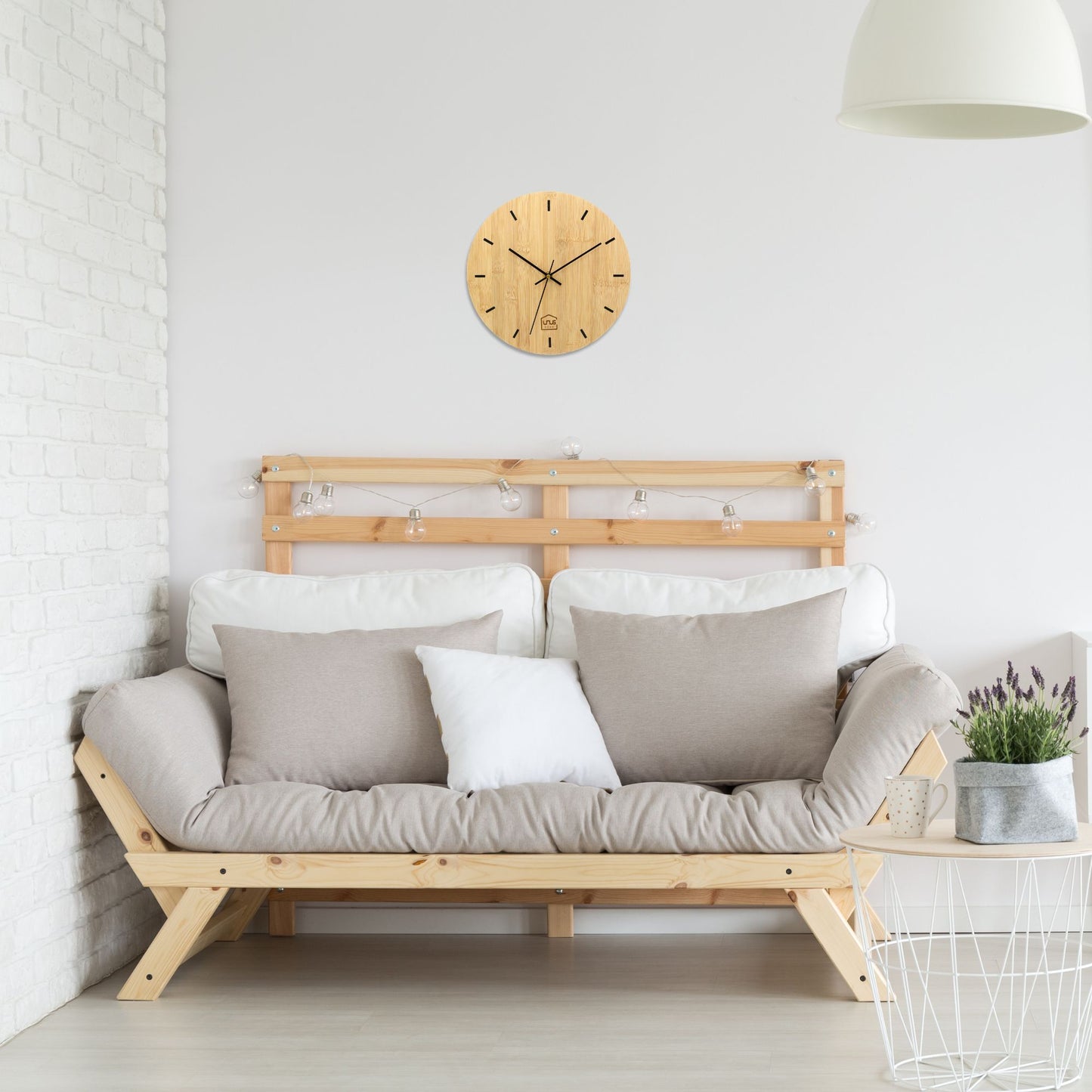 Wanduhr 30cm rund modern lautlos aus Bambus-Holz