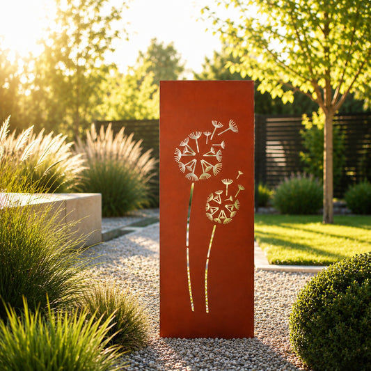 Gartenschild Rost Pusteblumen 80x28cm