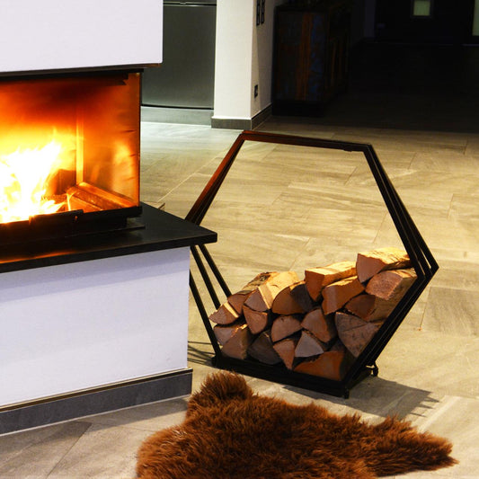 Holzhalter 6 eckig schwarz