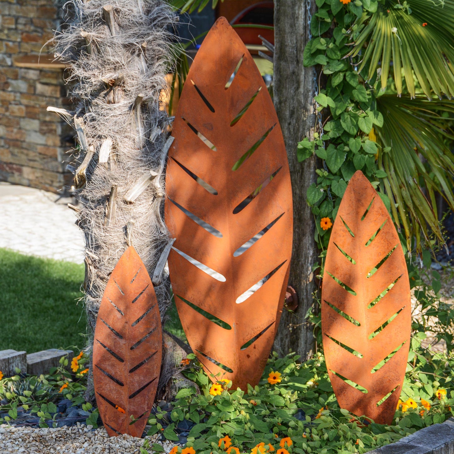 Gartenstecker Palmblätter 3er Set